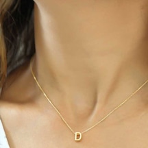 Gümüş 3 Boyutlu D Harf Kadın Kolye (523255796)