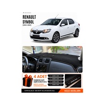 Renault Symbol Üst Kapaklı 2013-2021 Uyumlu Torpido Örtüsü, Torpido Kılıfı - Siyah - Re014