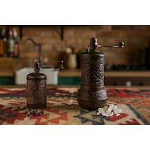 Motifli Baharat Değirmeni Bakır Renk 2 Li Set Top Küpe Hediyeli