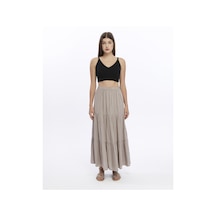 Nora Uzun Etek-3228 Vizon