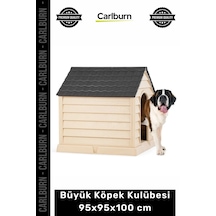 Petshop Su Geçirmez Plastik Dış Mekan Bahçe Tipi Konforlu Büyük Köpek Kulübesi 95x95x100 Cm