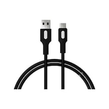 Usb A-c Hızlı Şarj Kablosu, Siyah Kablo, Beyaz/siyah Uçlar 150 Cm
