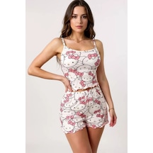 Hello Kitty Baskılı Askılı Şortlu Pijama Takımısaa Pembe