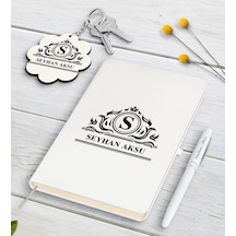 Kişiye Özel İsimli Beyaz Defter Kalem Ve Anahtarlık Seti-1 N11.4139
