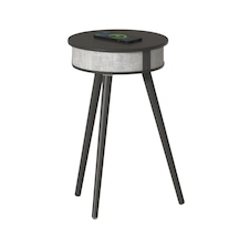 Doppler Barista Ayaklı Sehpa Hoparlör, Bluetooth Kit Ve Kablosuz Şarj Özellikli Siyah - Ahşap