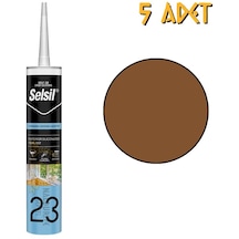 Selsil Yağmura Dayanıklı Silikonize Mastik Altın Meşe 485 Gr. - 5 Adet