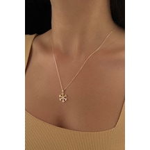 Fiyonk Kuyumculuk 14 Ayar Altın Yarım Taşlı Kar Tanesi Kolye 001