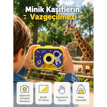 Çocuk Dijital Kamera Hd Fotoğraf Ve Video Çekimi 2.0 İnç Tft Ekran Type-c Şarjlı Mini Tripodlu - Lisinya