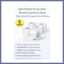 Bezos İpek Flaster 5 Cm X 5 M 5 Adet Medikal Sabitleme Bandı Hipoalerjenik Yapışkanlı Cerrahi Flaster Dlra