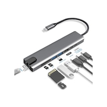 Apple Uyumlu MacBook Air M1 8 in 1 Dönüştürücü HubEthernet Sd Type C Hub Hdmi Çevirici