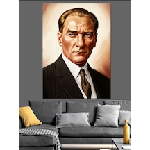 Ahşap Tablo Atatürk Takım Elbiseli Portre