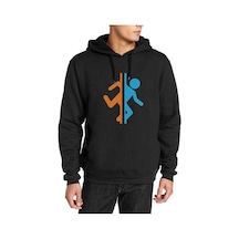 Silhouette Portal Baskılı Siyah Erkek Örme Kapşonlu Sweatshirt
