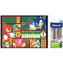 Sonic 25 35 15 Yp. Spiralli Resim Defteri - Pelikan Silverino Üçgen Kuru Boya Kalemi 2'li Set 3 Çok Renkli