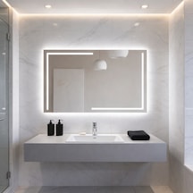 70x100 Cm Diktörgen Led Banyo Aynası Dokunmatik & Dim Edilebilir 3000k Günışığı Sarı