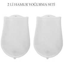Go İthalat Hamur Torbası 2 Li Set Orta Ve Büyük Hamur Silikon Şeffaf Yoğurma Torbası Ekmek Makarna M Beyaz