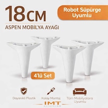 Aspen 18 Cm Beyaz 4'lü Set Koltuk Baza Dolap Tv Ünitesi Yatak Odası Konsol Ayağı Beyaz