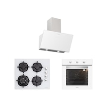 Silverline BO6503W01 - CS5429W01 - 3457 Soho 60 CM Beyaz Cam Ankastre Set