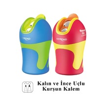 Kalemtraş 2 Li 2 Adet Hazneli Jumbo Ve Standart Kalem Açacağı Plastik Kalemtıraş 2 Renk Keyroad