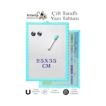 Manyetik Çift Taraflı Yazı Tahtası Renkli 25x35 Cm 1 Adet Çocuklar İçin Silinebilir Mıknatıslı Yazı Tahtası Plastik Mavi