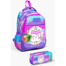Coral High Kids Renkli Batik Unicorn Dondurma Desenli 2'li Okul Çanta Seti Set0223480