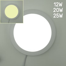 Yuvarlak Sıva Üstü Led Panel Armatür Trafolu Beyaz Gün 12/20/25W Beyaz