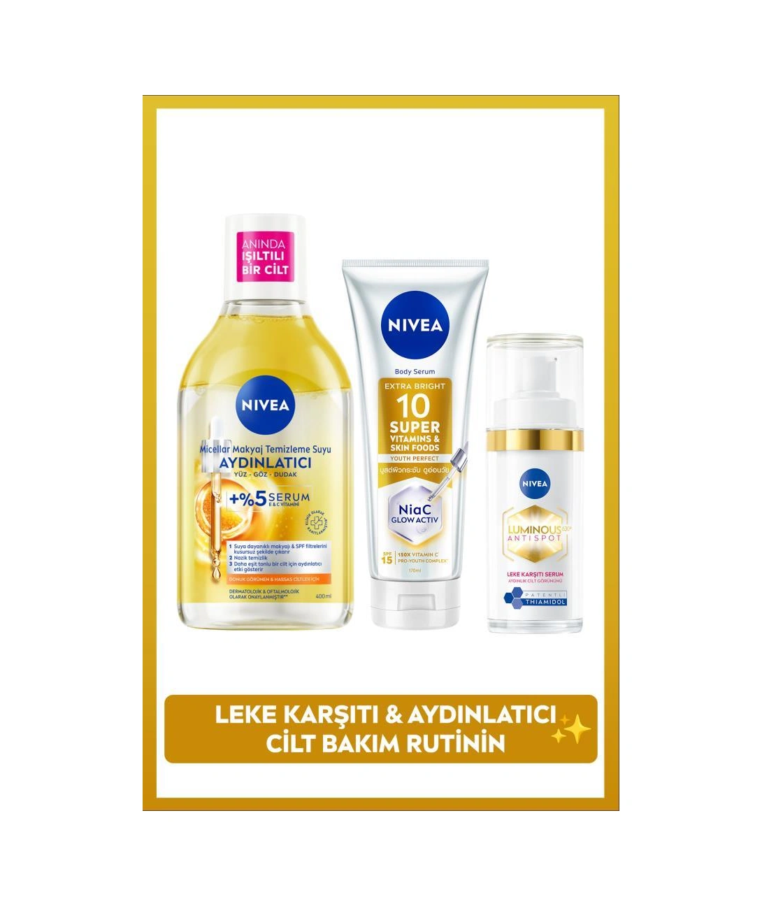 Leke Karşıtı Ve Aydınlatıcı Cilt Bakım Seti,luminous630 Serum,makyaj Temizleme Suyu,vücut Losyonu