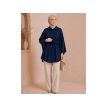 Unika Boutique Çiçekli Düğmeli Panço Lacivert