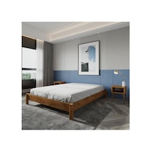 Loft Model Masif Ahşap Karyola Ve 2 Adet Komodin Kolay Kurulum Fırınlanmış İthal Sibirya Çamı 200x200 Yatak Uyumlu 2 Adet Komodin