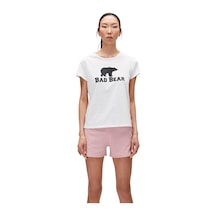 Bad Bear Logo Tee Kadın Tshirt - Bisiklet Yaka Beyaz Bad Bear Logo Tee Kadın Tshirt - Bisiklet Yaka Beyaz