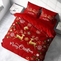 Monohome Yılbaşı Süsü Merry Christmas Çift Kişilik 3D Nevresim Ta (520099201) Kırmızı