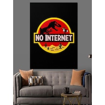 Ahşap Tablo No Internet Dinozor Logosu