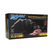 Dolphin Nitril Muayene Eldiveni Pudrasız 100 Adet Siyah Xl Tarı