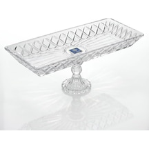 Kafes Model El Yapımı Ayaklı Cam Sunumluk - Dikdörtgen Şeffaf Dekoratif Servis Ve Meyve Tabağı 39x15 Cm Diğer
