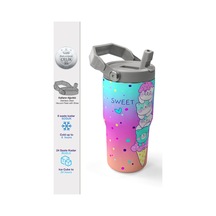 Coral High Renkli Dondurmalı Kedi Desenli Katlanır Ağızlıklı Çelik Termos 600 Ml 38914 Pembe