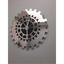 Tr Büyük Dekoratif Gümüş Güneş Duvar Saati Modern Türk Rakamı Mdf Aynalı Pleksiglas 60x60 Cm Genel