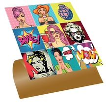 Kendinden Yapışkanlı Karma Popart Desenli Pvc Karo 30x30 Cm