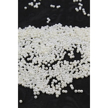 Krem 3 Mm Plastik İnci Boncuk Takı Aksesuar Malzemesi 25 Gr