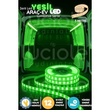 Lumidrive 3m Yeşil Şerit Led 12v Araç İçi Ambiyans Işık, Kesilebilir, Yapışkanlı, Bağlantı Kablolu