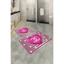 Renkli Kaktüs Desenli Banyo Halısı Klozet Paspas Seti Bs351n11 Çok Renkli