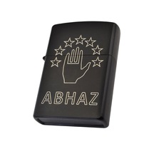 Abhaz Bayrak Figürlü Benzinli Çakmak Siyah