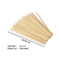 Bambu Kurabiye Çubuğu, Çöp Şiş, 100 Adet - 15 Cm