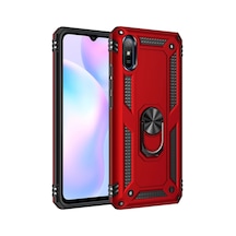 Xiaomi Redmi 9a Kılıf Sofya Yüzüklü Silikon Kapak - Kırmızı Kirmizi