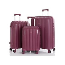 Mçs Üçlü Polipropilen Valiz Seti V305 - Mçs Kırılmaz Silikon Valiz Set Mürdüm