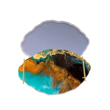 Epoksi Silikon Kalıp Yerli Oval Dalgalı Nişan Ve Söz Tepsi Kalıbı 34.5x24.5 Cm