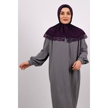 Hürrem Bone Mürdüm Pratik Hazır Geçmeli Tesettür Eşarp Viskon Kumaş Çıtçıtlı Mürdüm