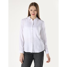 Colins Basic Regular Fit Kadın Beyaz Uzun Kol Gömlek Cl1048443