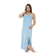 Akbeniz Bayan İp Askılı Uzun Gecelik 914 - 2xl Mavi