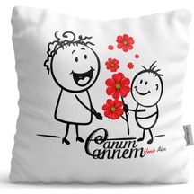 Kişiye Özel Canım Annem Saten Yastık - 19