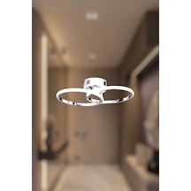 Krom İkili Yuvarlak Tek Renk Beyaz&sarı&günışığı Led Avize Krom
