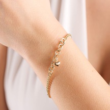 Altın Ataç Bileklik Kalp Formlu Sarı Altın